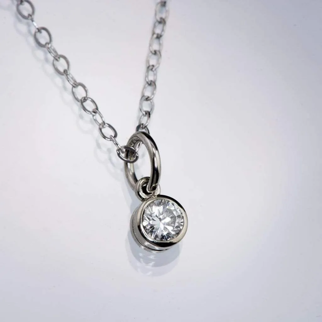 Round Diamond Gold Bezel Pendant Necklace