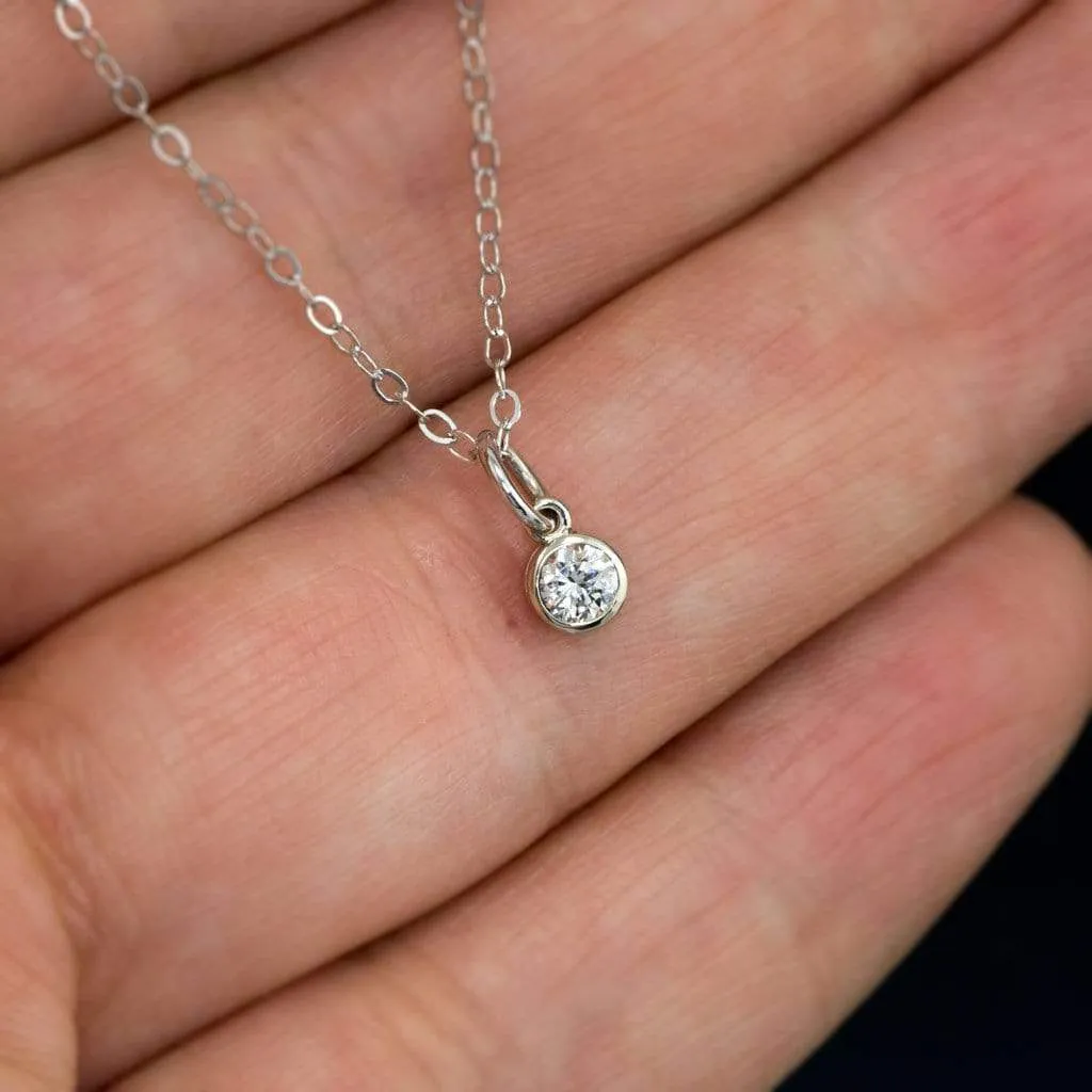 Round Diamond Gold Bezel Pendant Necklace