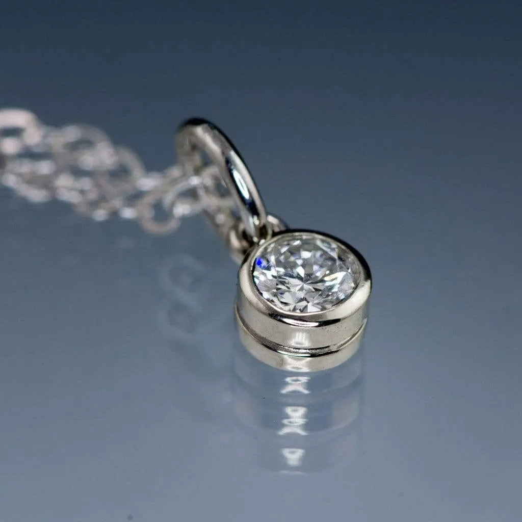 Round Diamond Gold Bezel Pendant Necklace