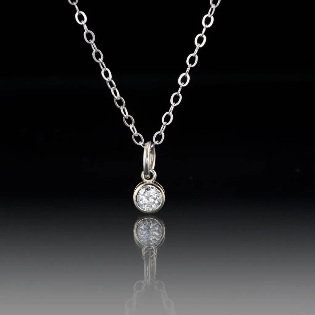 Round Diamond Gold Bezel Pendant Necklace