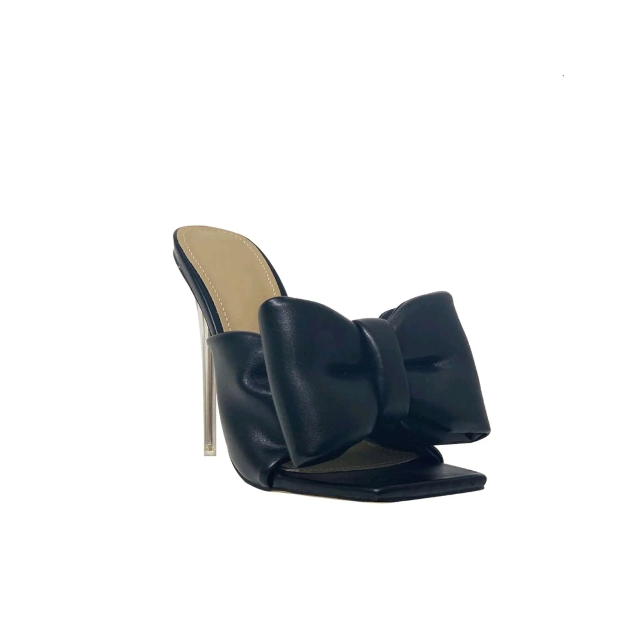 Royalty Square Toe Mule - Black