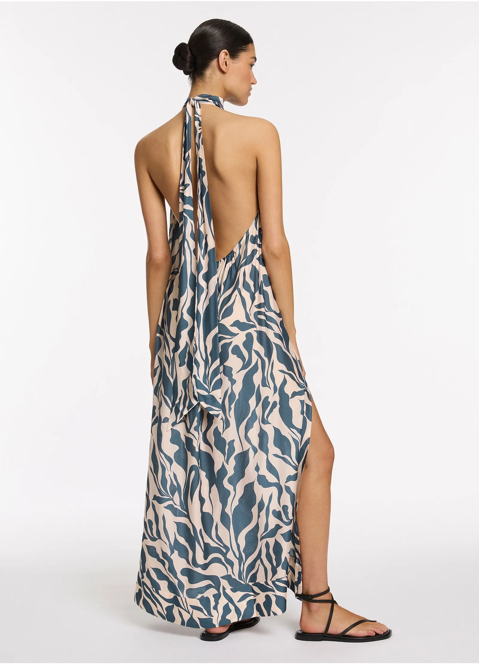 Sereno Halter Maxi Dress - Steel Blue