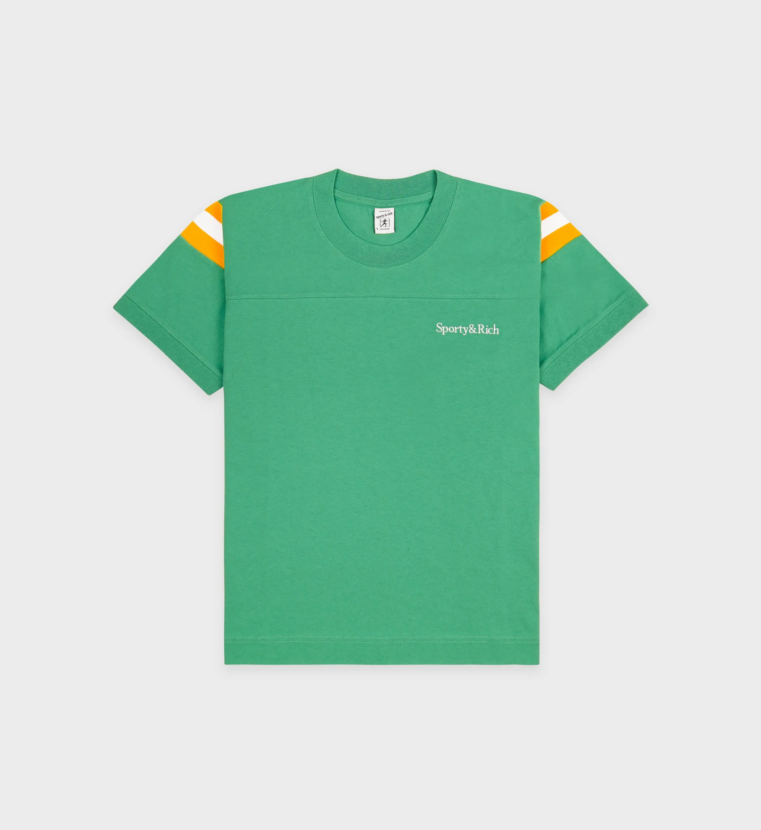 Serif Logo Football Tee - Verde/White