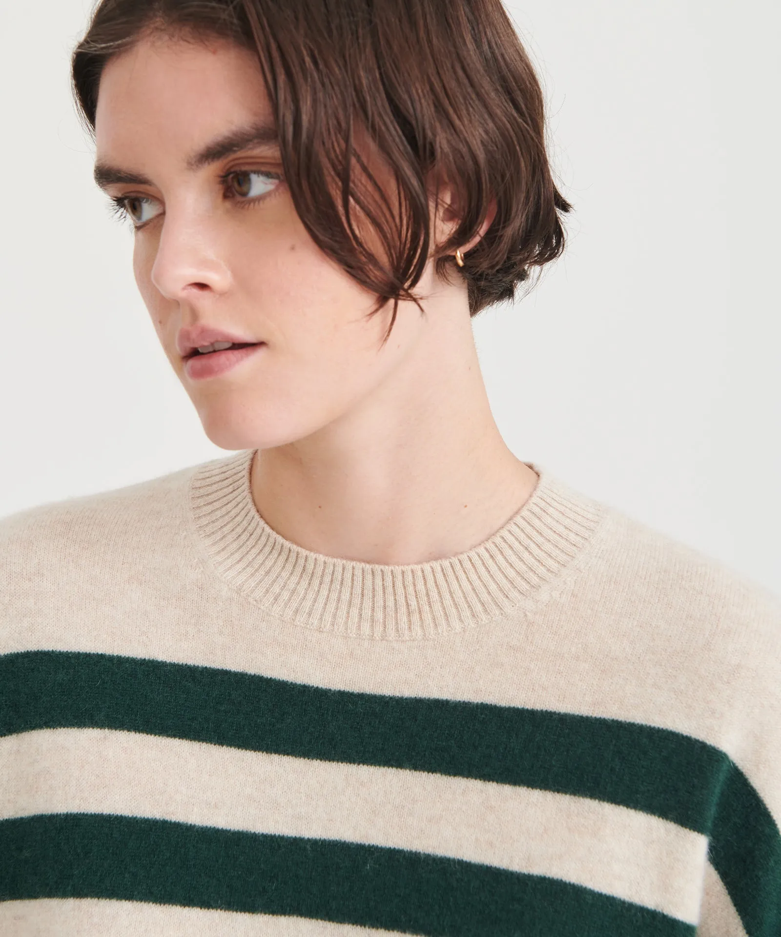 Signature Cashmere Striped Crewneck Sweater