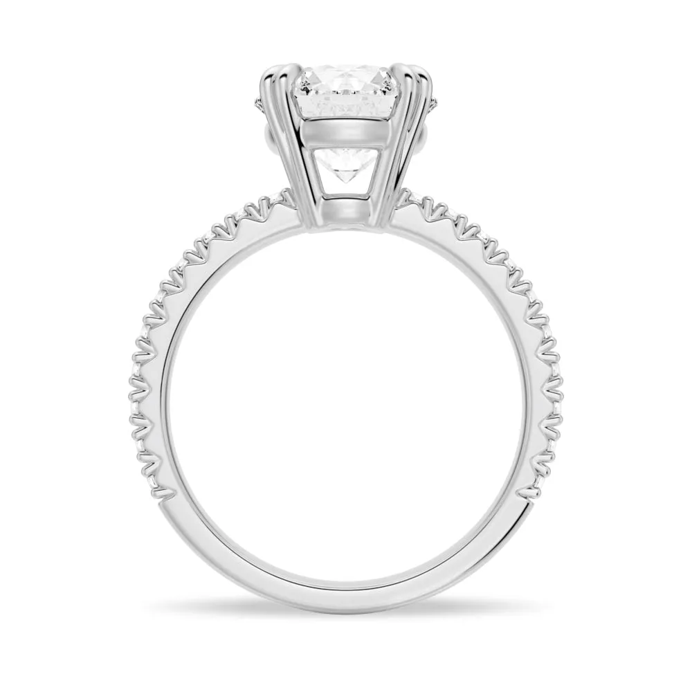 Solitaire Round Cut Engagement Ring With Pavé Accents