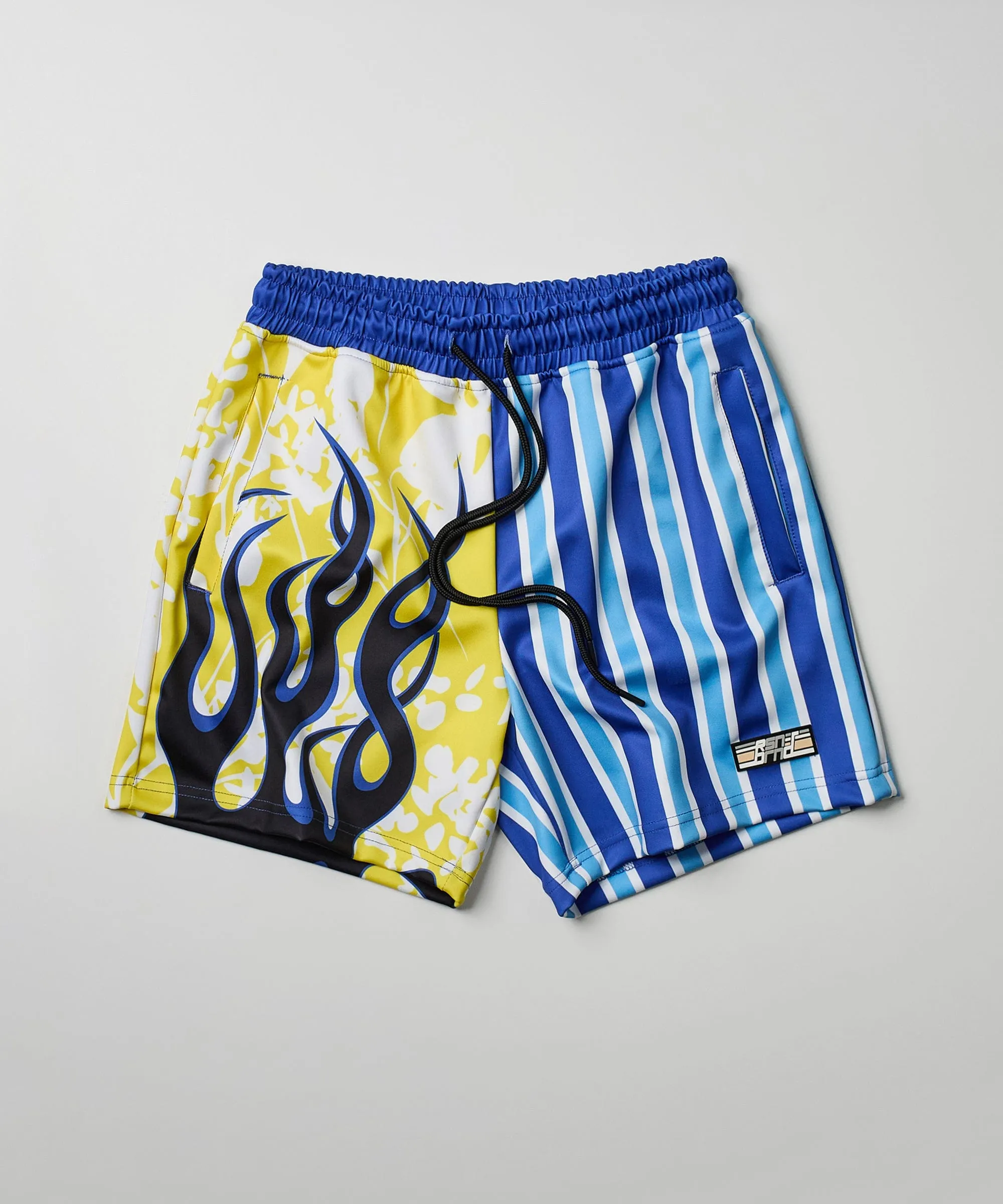 Stripes And Flames Shorts - Blue