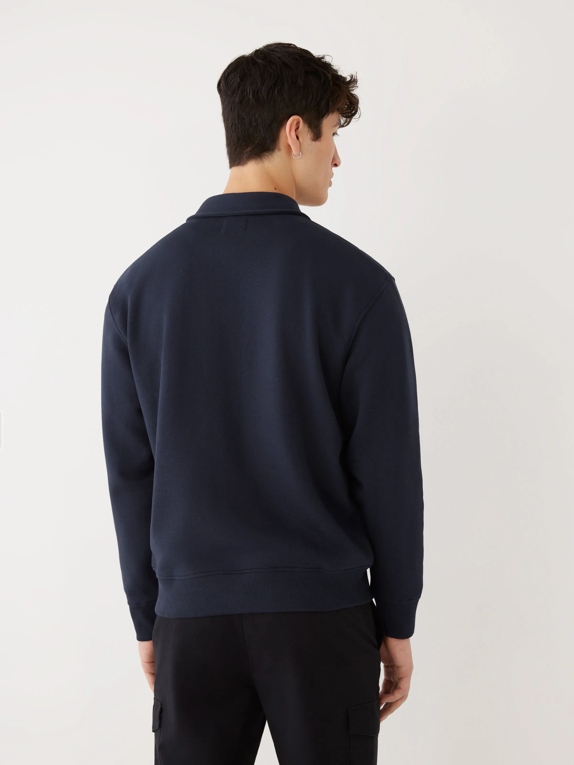 The Half-Zipped French Fleece Pullover in Night Sky Blue