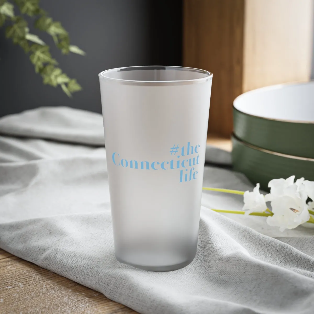 #theconnecticutlife Frosted Pint Glass, 16oz