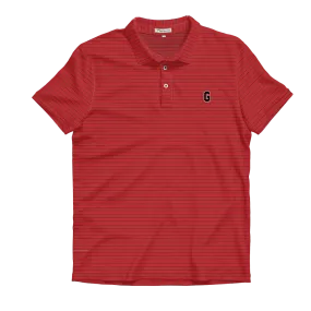 UGA Block G Red & Black Betula Stripe Performance Polo