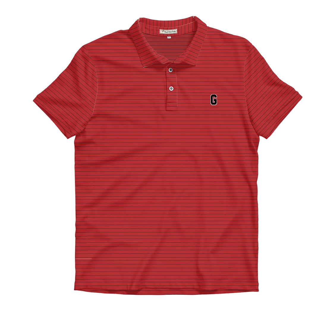 UGA Block G Red & Black Betula Stripe Performance Polo