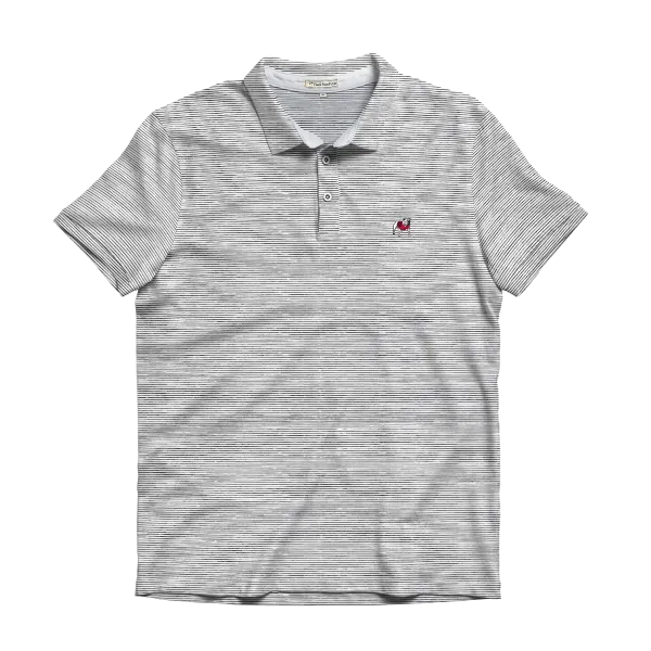 UGA Standing Dawg Charcoal & White Heathered Azalea Stripe Polo