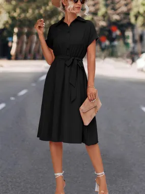 V Neck Midi Belted Wholesale Dresses