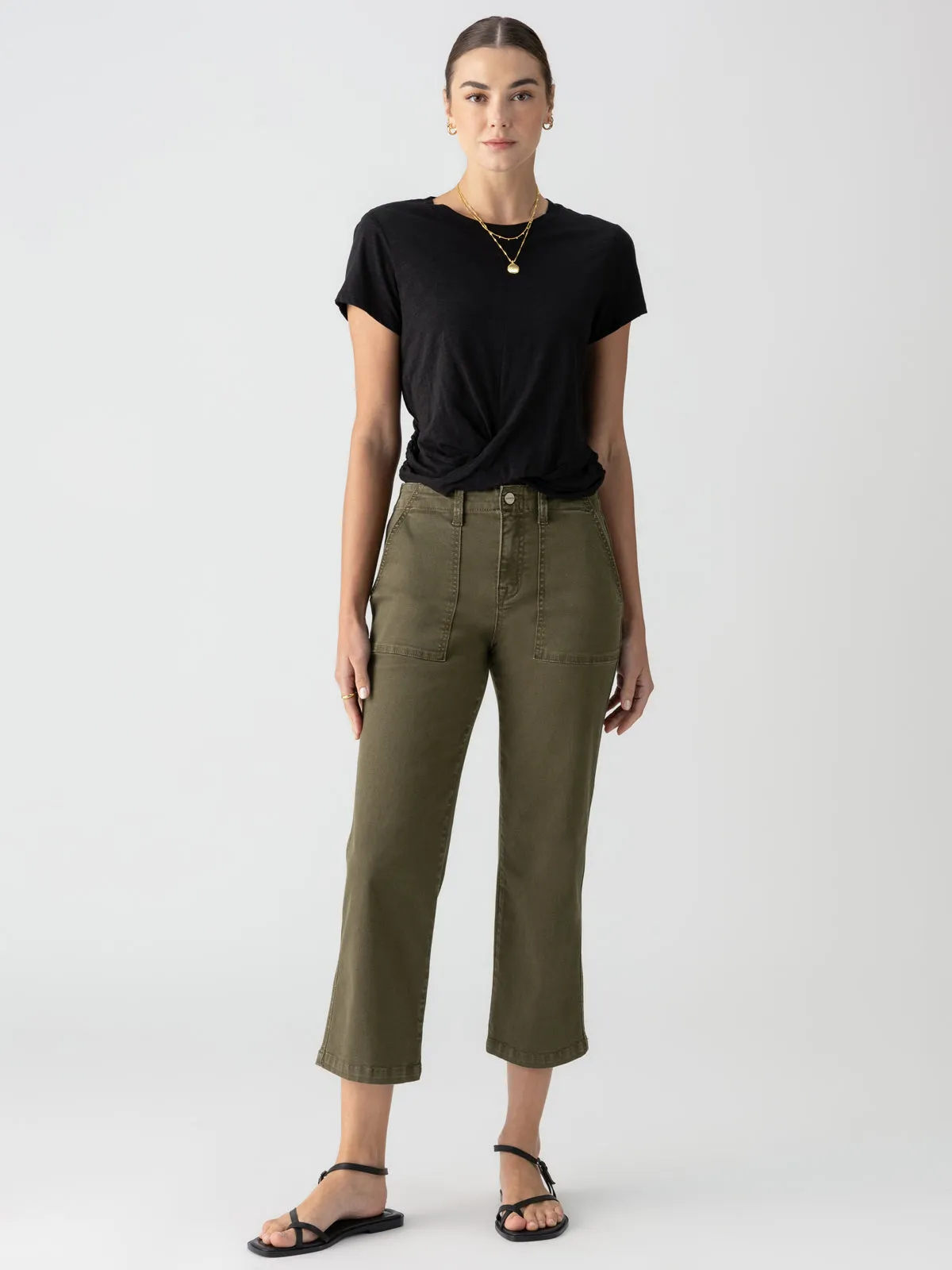 Vacation Crop High Rise Pant Burnt Olive