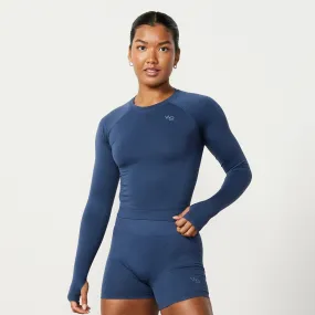 Vanquish Elevate Seamless Denim Blue Long Sleeve Top