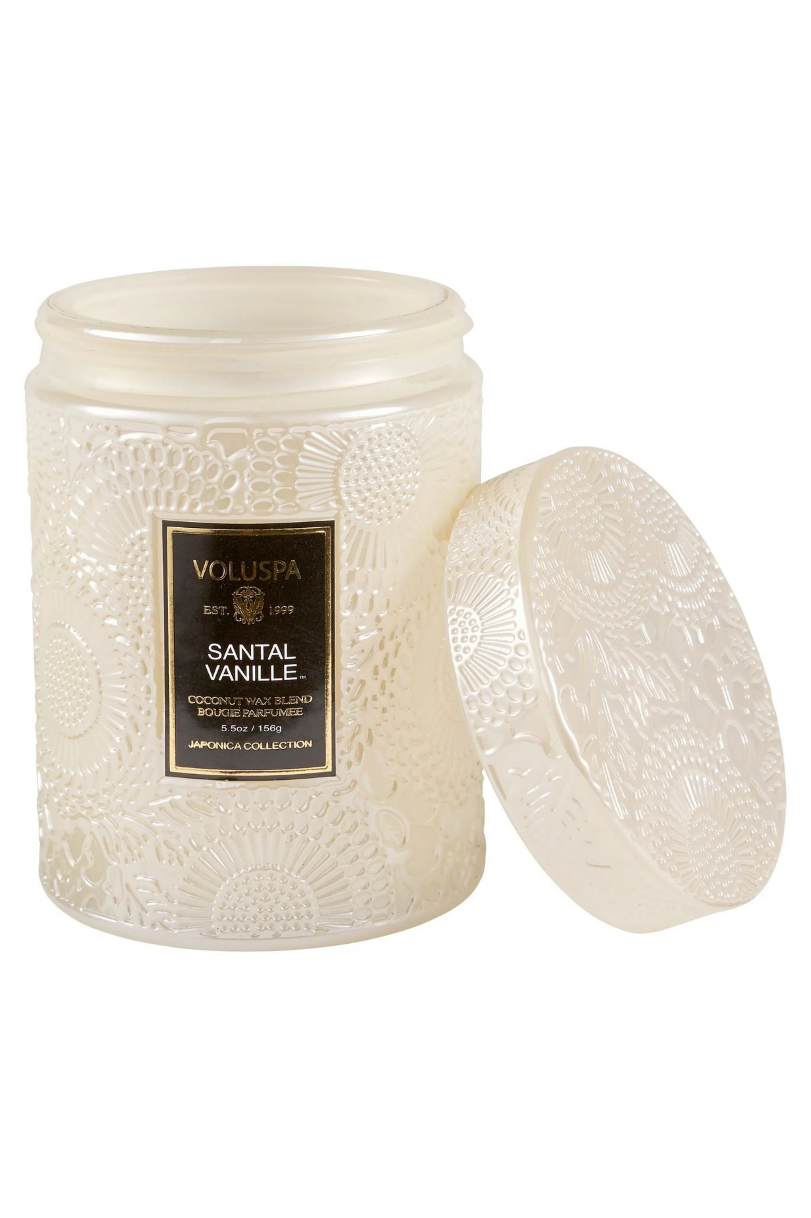 Voluspa Small Embossed Glass Jar - Santal Vanille