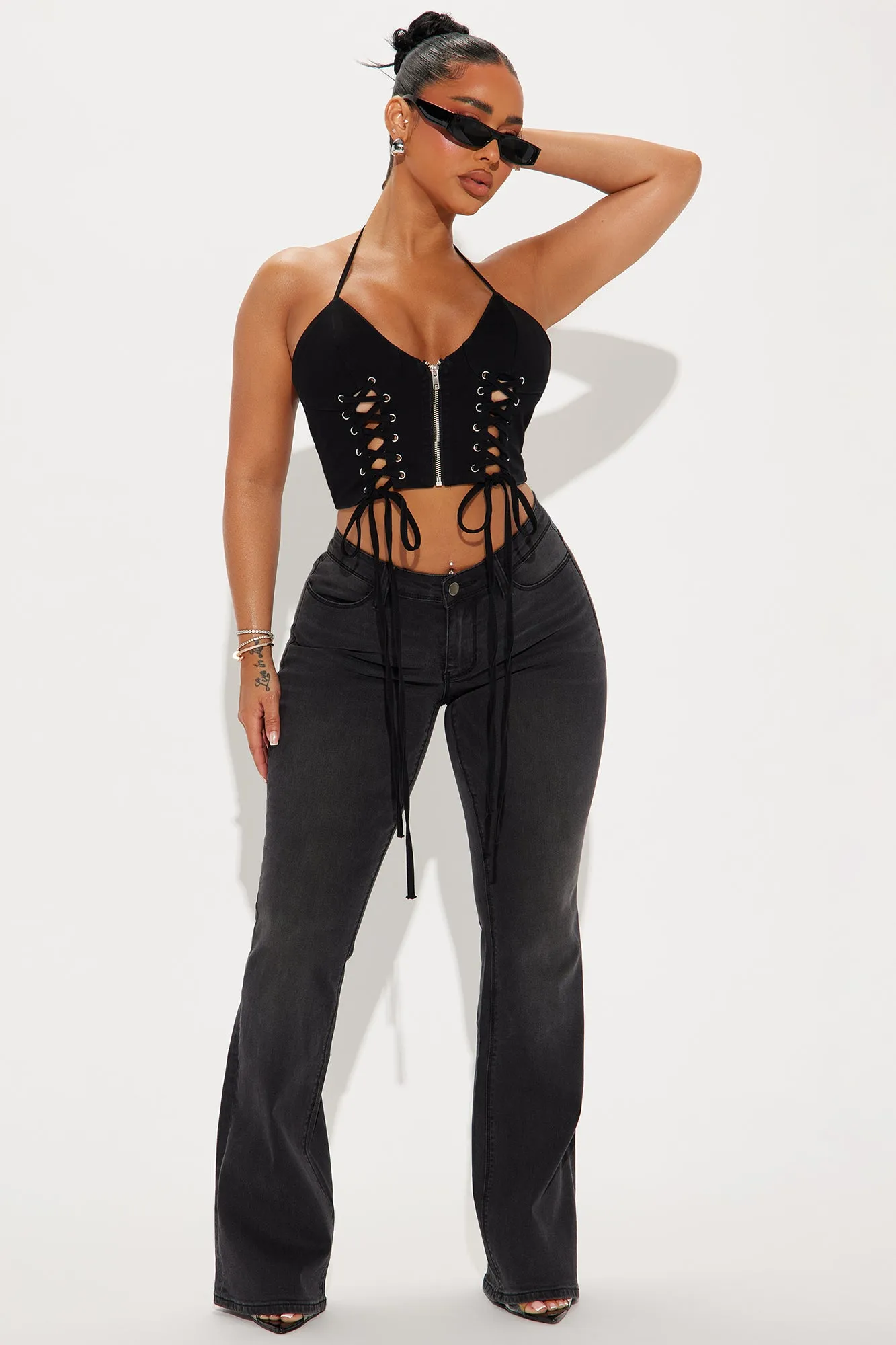 Weekend Vibe Halter Top - Black