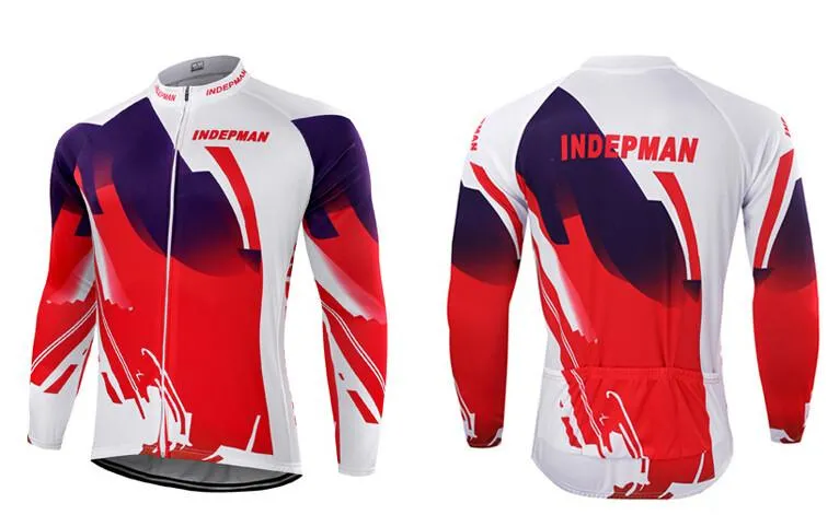 White Red Long Sleeve Cycling Jersey Set