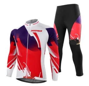 White Red Long Sleeve Cycling Jersey Set