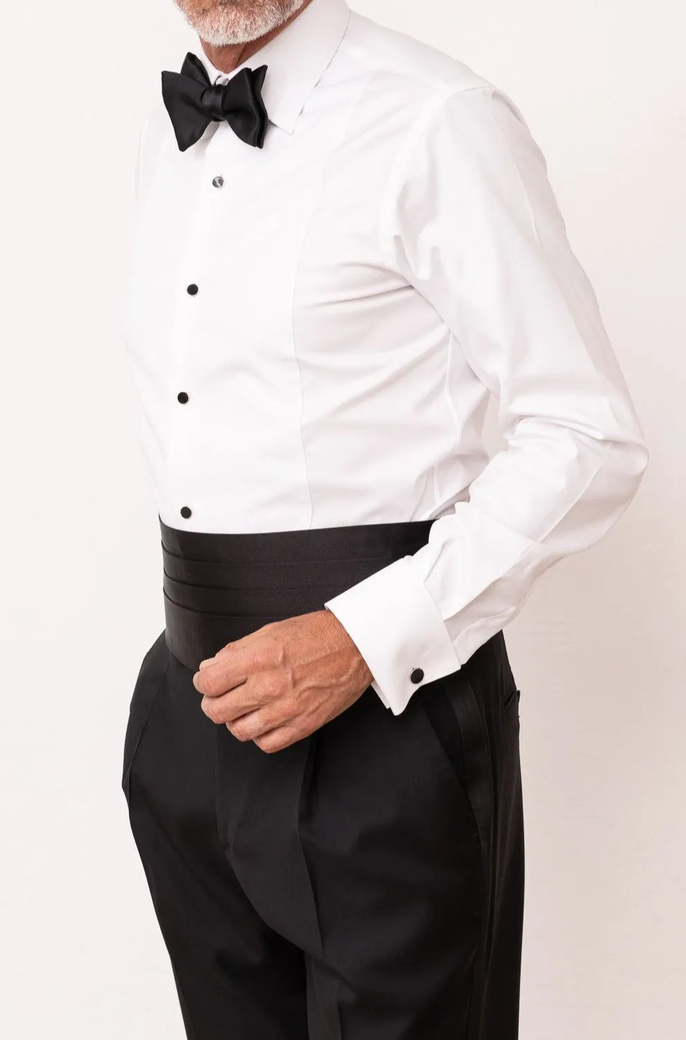 White tuxedo piqué BIB front Shirt - Made in Italy