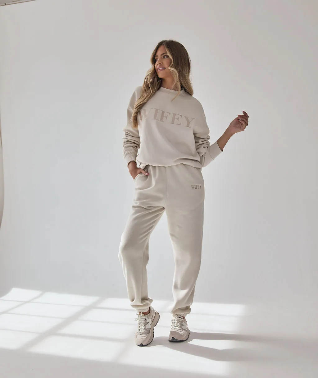 Wifey Statement Sweatpants - Champagne