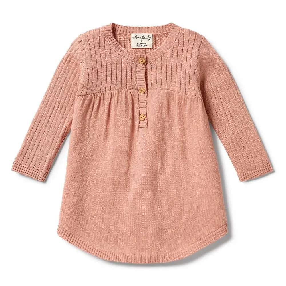 Wilson & Frenchy | Knitted Rib Baby Dress - Dusk