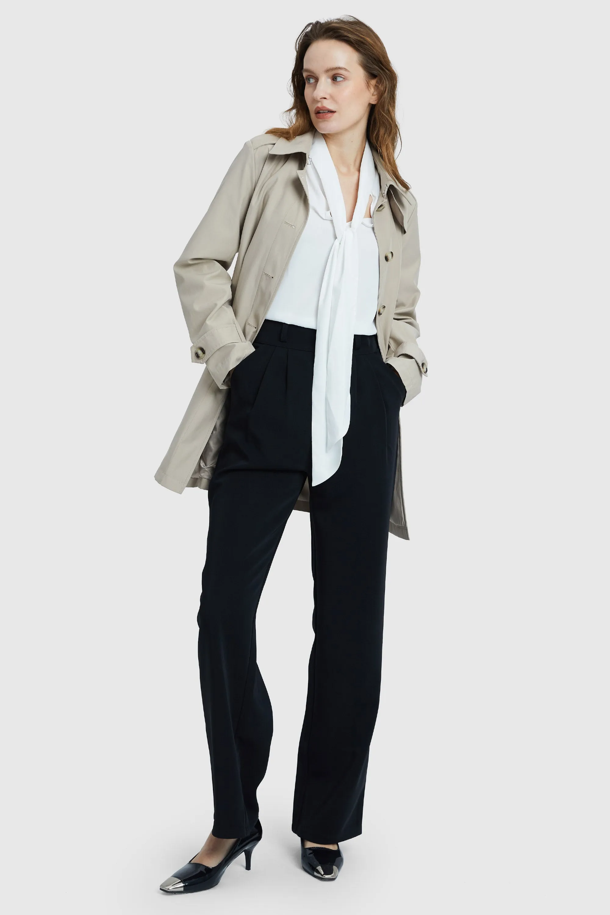 Windproof Classic Slim Belted Trench Coat