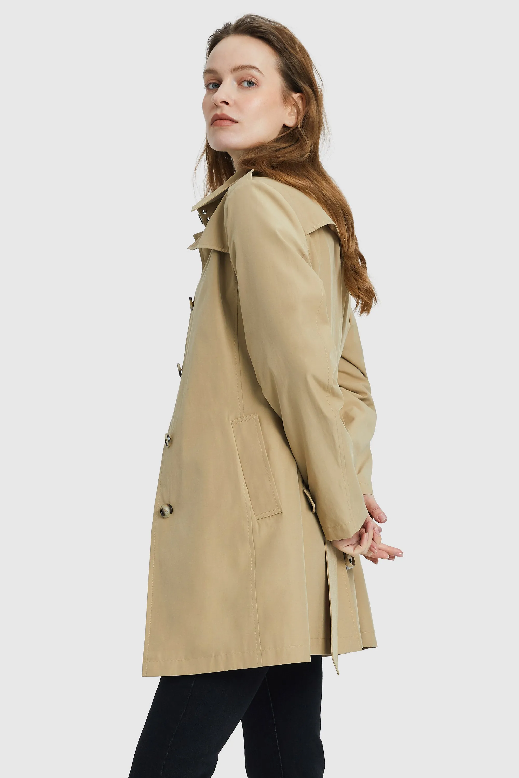 Windproof Classic Slim Belted Trench Coat