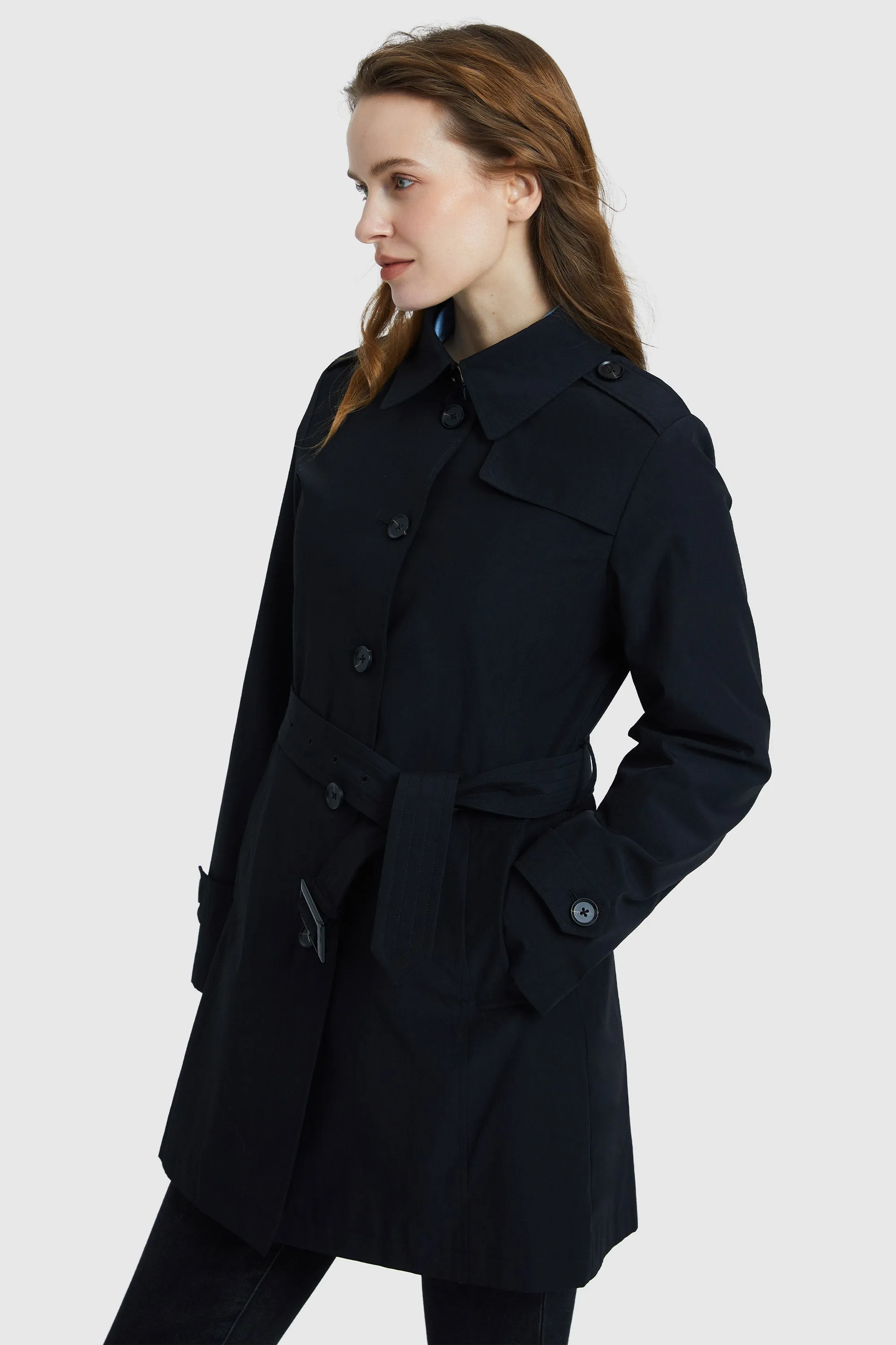 Windproof Classic Slim Belted Trench Coat