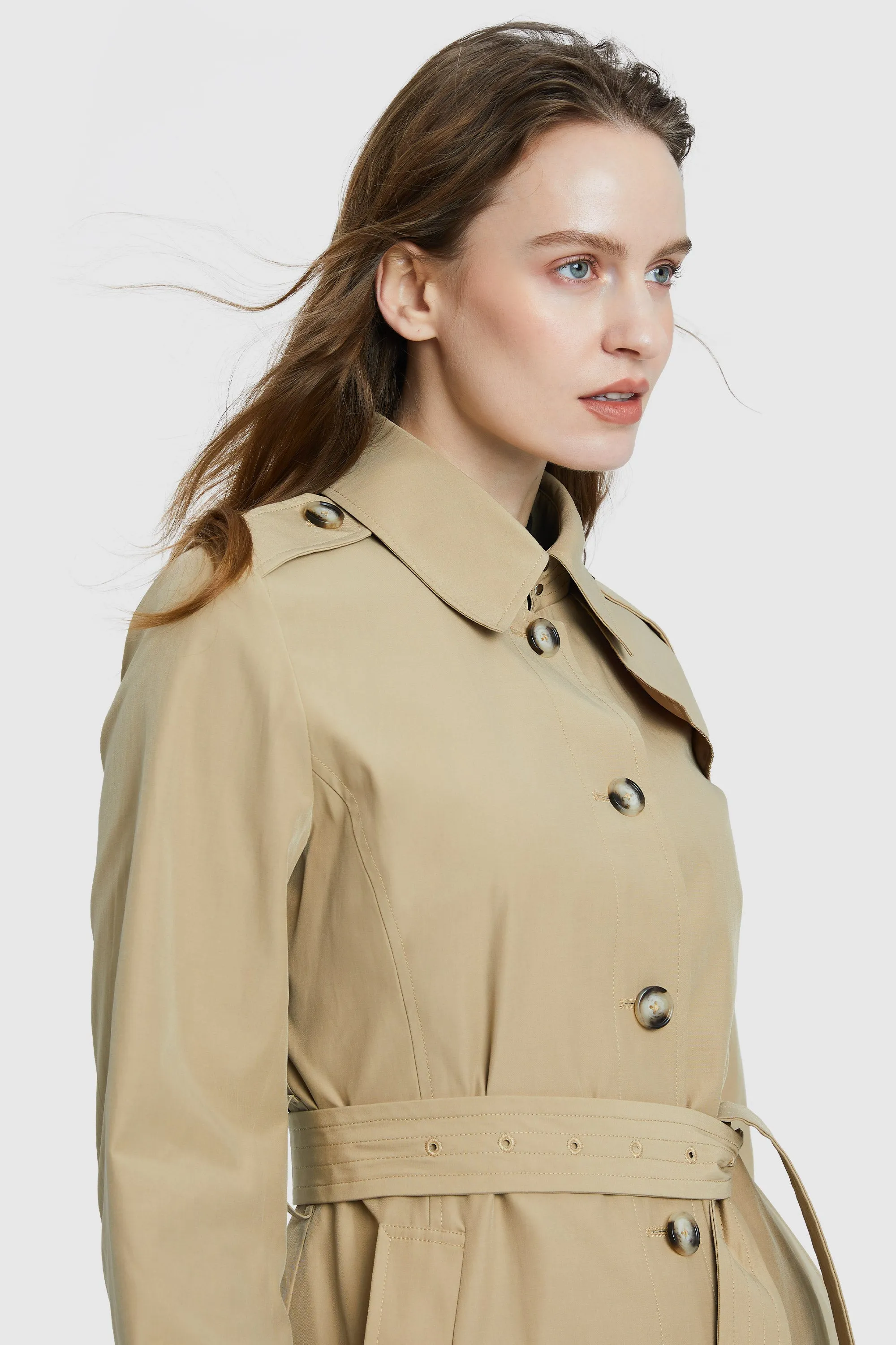 Windproof Classic Slim Belted Trench Coat