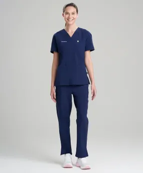 Womens 3-Pocket V-Neck Scrub Top & Straight Leg Scrub Pants