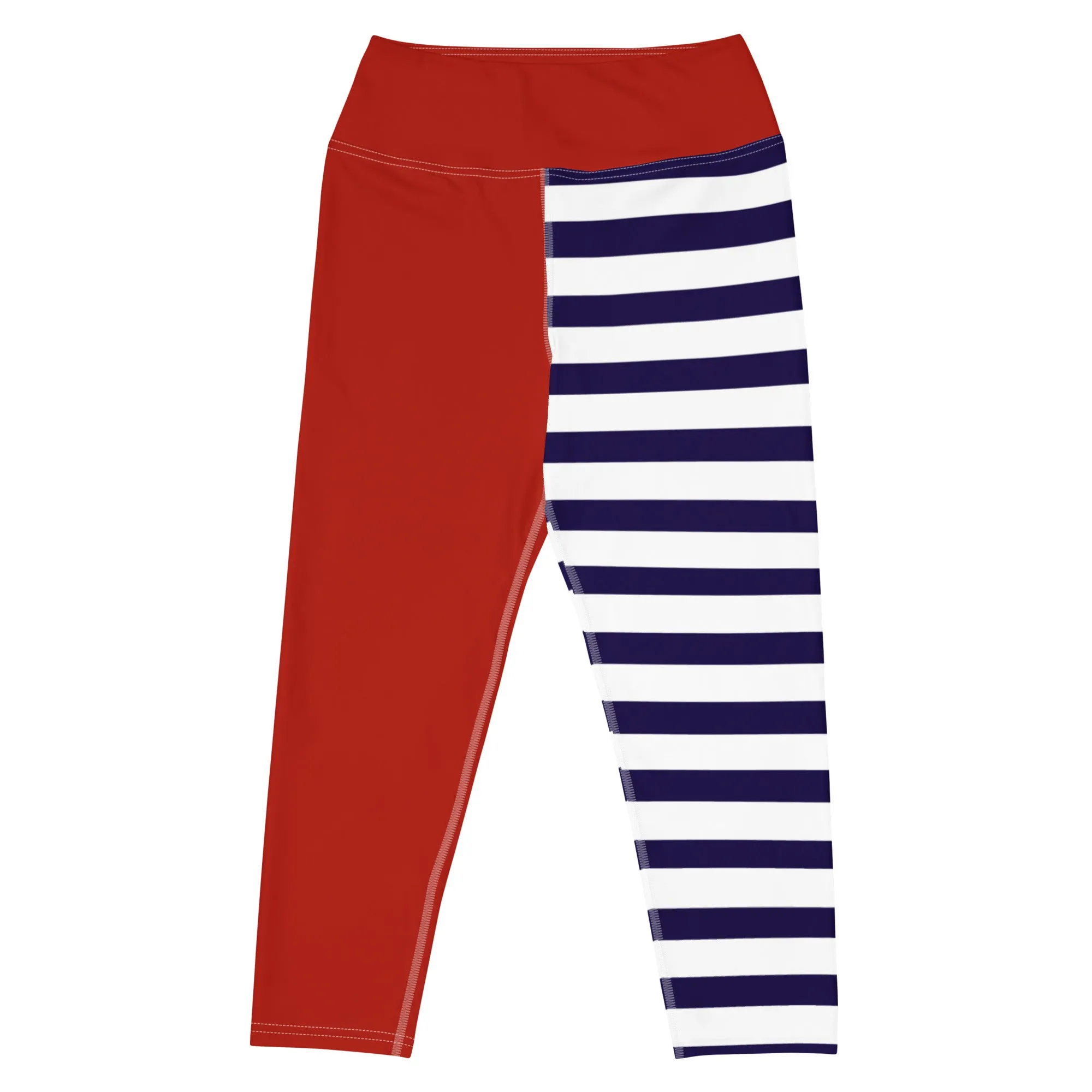 Yoga Capri Leggings Red, White and Blue